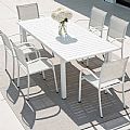 White Aluminum Extendable Patio Dining Table for 6-8 People - 11D26D