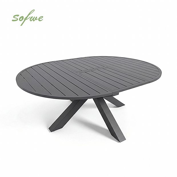 HF Patios Wholesale Round Extendable Aluminum Outdoor Dining Table with Butterfly Extension - 11D26L