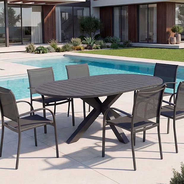 HF Patios Wholesale Round Extendable Aluminum Outdoor Dining Table with Butterfly Extension - 11D26L