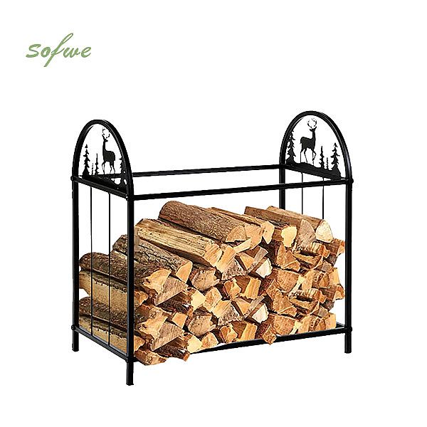 Firewood Rack Log Stand with Reindeer Patterns - 12H01D