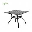 HF Patios Wholesale Square Iron Outdoor Dining Table with Umbrella Hole & Slatted Tabletop - 11C12N