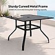 HF Patios Wholesale Square Iron Outdoor Dining Table with Umbrella Hole & Slatted Tabletop - 11C12N