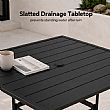 HF Patios Wholesale Square Iron Outdoor Dining Table with Umbrella Hole & Slatted Tabletop - 11C12N