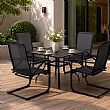 HF Patios Wholesale Square Iron Outdoor Dining Table with Umbrella Hole & Slatted Tabletop - 11C12N