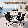 HF Patios Wholesale Square Iron Outdoor Dining Table with Umbrella Hole & Slatted Tabletop - 11C12N