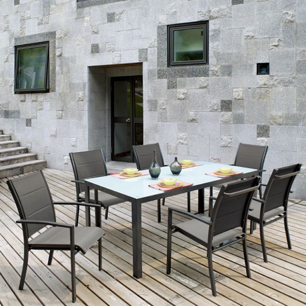 Grey 7-Piece Aluminum Outdoor Dining Set - 11D01A