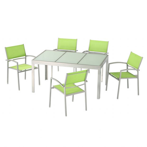 Green 6-Piece Aluminum Outdoor Dining Set - 11D01D