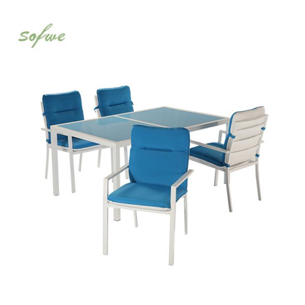 Blue 6-Piece Aluminum Outdoor Dining Set - 11D01E