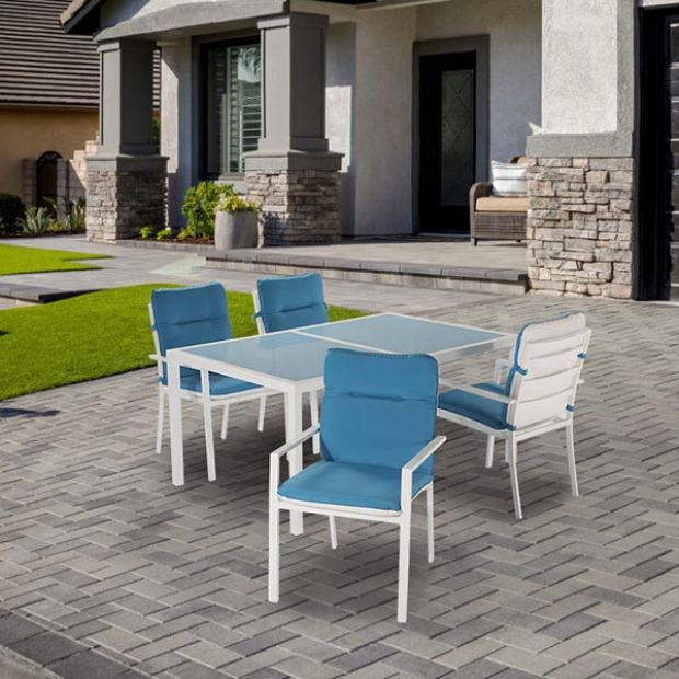 Blue 6-Piece Aluminum Outdoor Dining Set - 11D01E