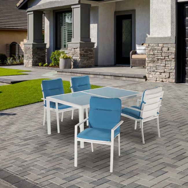 Blue 6-Piece Aluminum Outdoor Dining Set - 11D01E