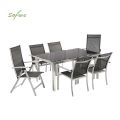 6-Person Outdoor Dining Table Set with Glass Top - 11D01G