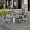 6-Person Outdoor Dining Table Set with Glass Top - 11D01G