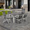 6-Person Outdoor Dining Table Set with Glass Top - 11D01G