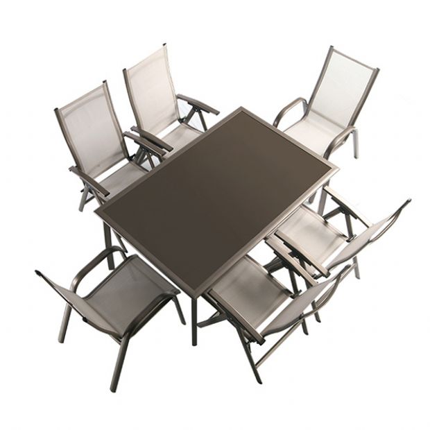 7-piece Textilene Garden Dining Table and Chair Set - 11D01H