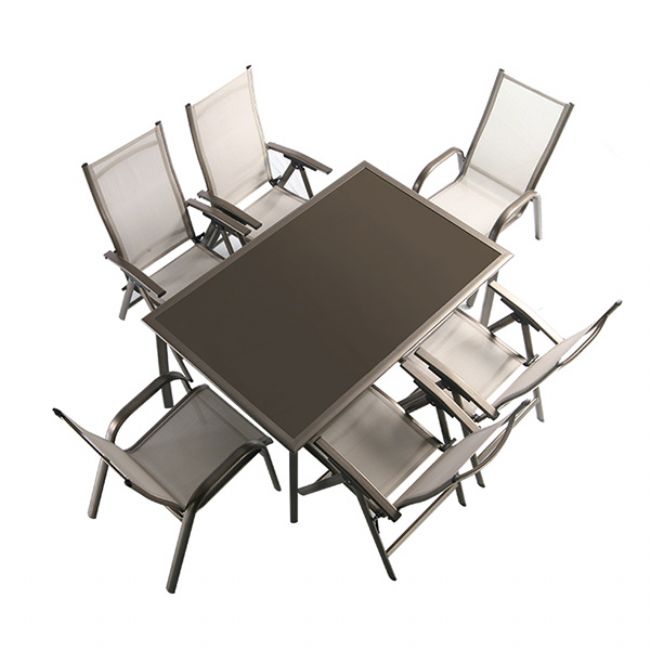 7-piece Textilene Garden Dining Table and Chair Set - 11D01H