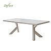 Outdoor 6-seater Aluminum Alloy Rectangular Dining Table with Wood Grain PS Tabletop - 11D26A