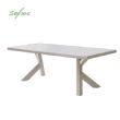 Outdoor 6-seater Aluminum Alloy Rectangular Dining Table with Wood Grain PS Tabletop - 11D26A