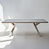 Outdoor 6-seater Aluminum Alloy Rectangular Dining Table with Wood Grain PS Tabletop - 11D26A