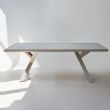 Outdoor 6-seater Aluminum Alloy Rectangular Dining Table with Wood Grain PS Tabletop - 11D26A