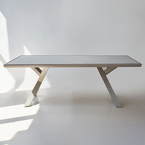 Outdoor 6-seater Aluminum Alloy Rectangular Dining Table with Wood Grain PS Tabletop - 11D26A