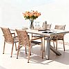 Outdoor 6-seater Aluminum Alloy Rectangular Dining Table with Wood Grain PS Tabletop - 11D26A