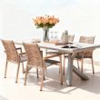 Outdoor 6-seater Aluminum Alloy Rectangular Dining Table with Wood Grain PS Tabletop - 11D26A