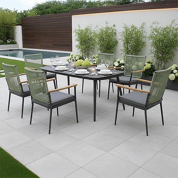 Modern Garden 5mm Printed Glass Tabletop Outdoor Dining Table - 11D26E