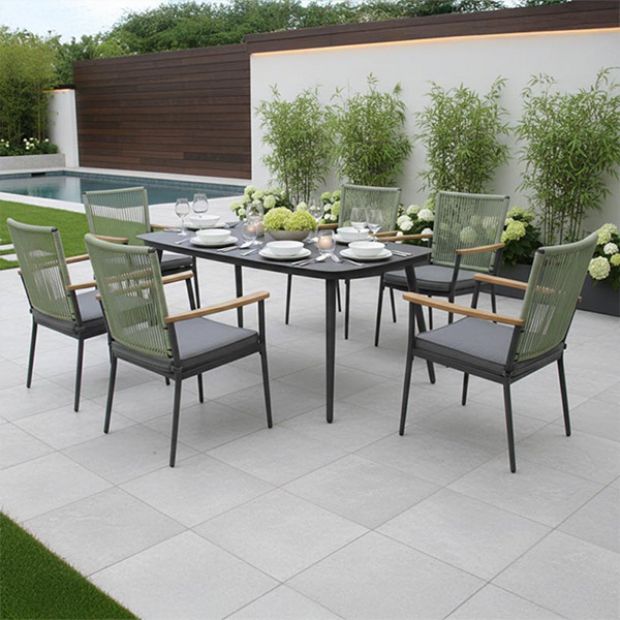 Modern Garden 5mm Printed Glass Tabletop Outdoor Dining Table - 11D26E