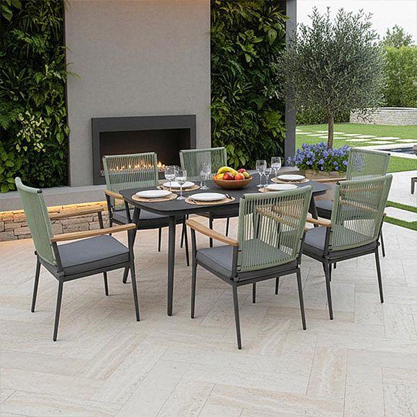 Modern Garden 5mm Printed Glass Tabletop Outdoor Dining Table - 11D26E