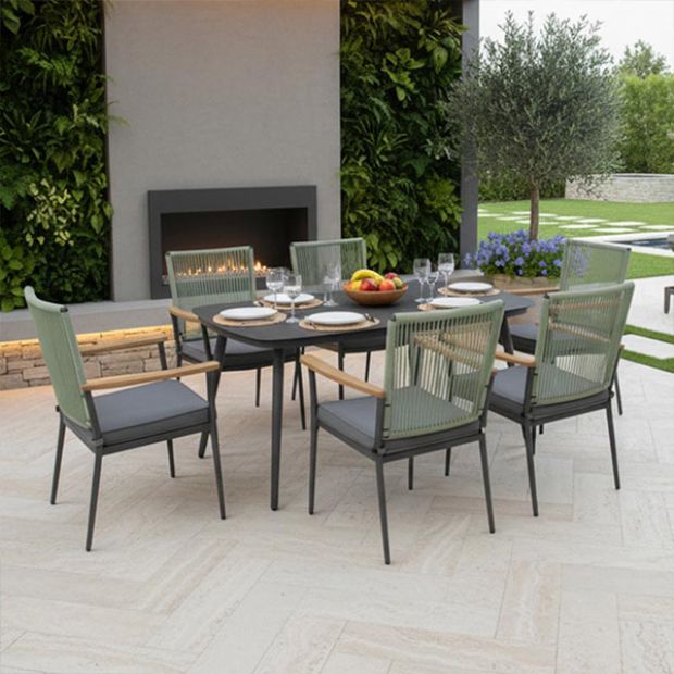 Modern Garden 5mm Printed Glass Tabletop Outdoor Dining Table - 11D26E