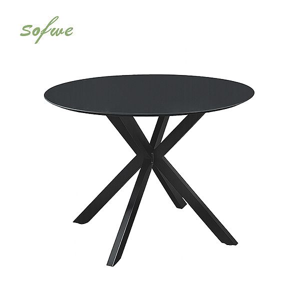 Outdoor Round Patio Dining Table with 5mm Frosted Printed Glass Tabletop - 11D26F