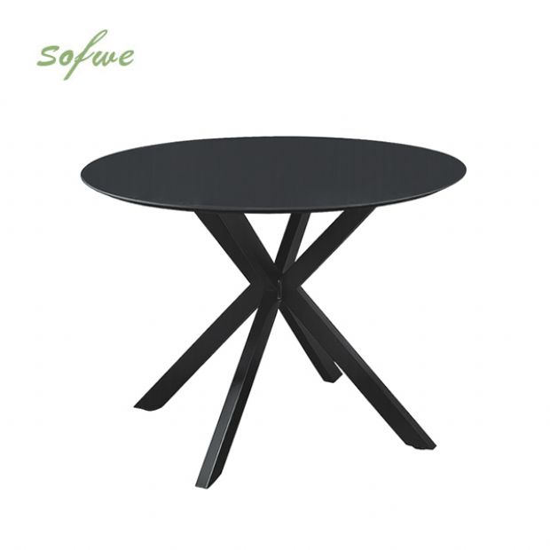 Outdoor Round Patio Dining Table with 5mm Frosted Printed Glass Tabletop - 11D26F