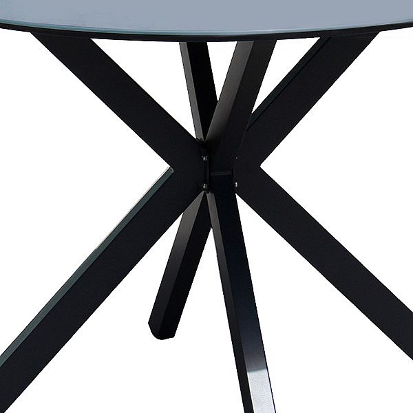 Outdoor Round Patio Dining Table with 5mm Frosted Printed Glass Tabletop - 11D26F