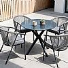 Outdoor Round Patio Dining Table with 5mm Frosted Printed Glass Tabletop - 11D26F