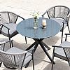 Outdoor Round Patio Dining Table with 5mm Frosted Printed Glass Tabletop - 11D26F