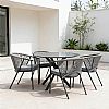 Outdoor Round Patio Dining Table with 5mm Frosted Printed Glass Tabletop - 11D26F