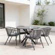 Outdoor Round Patio Dining Table with 5mm Frosted Printed Glass Tabletop - 11D26F