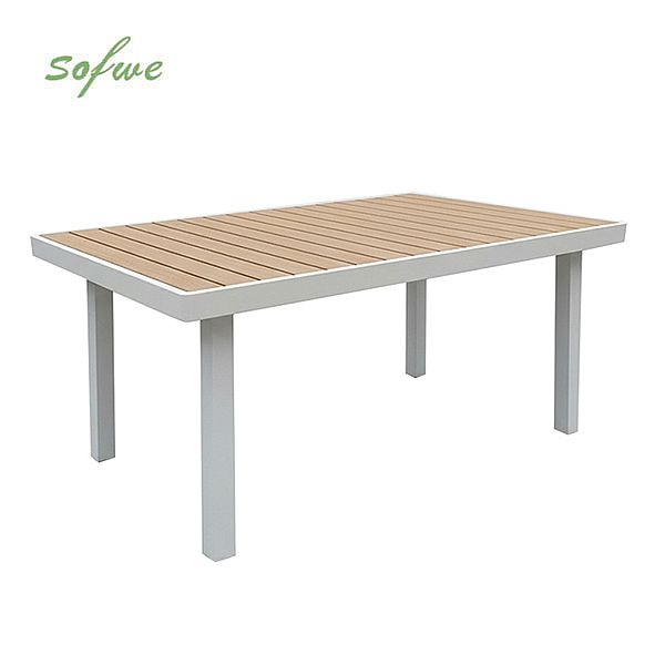 Outdoor Rectangular Patio Dining Table with Heat Transfer WPC Tabletop - 11D26G