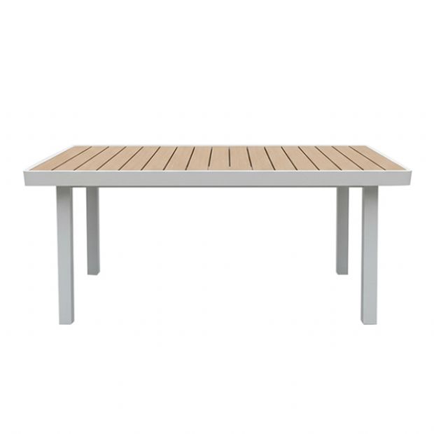 Outdoor Rectangular Patio Dining Table with Heat Transfer WPC Tabletop - 11D26G