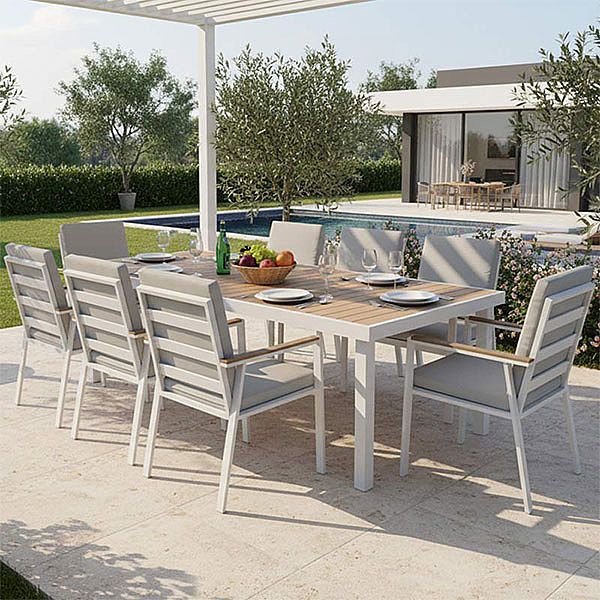 Outdoor Rectangular Patio Dining Table with Heat Transfer WPC Tabletop - 11D26G