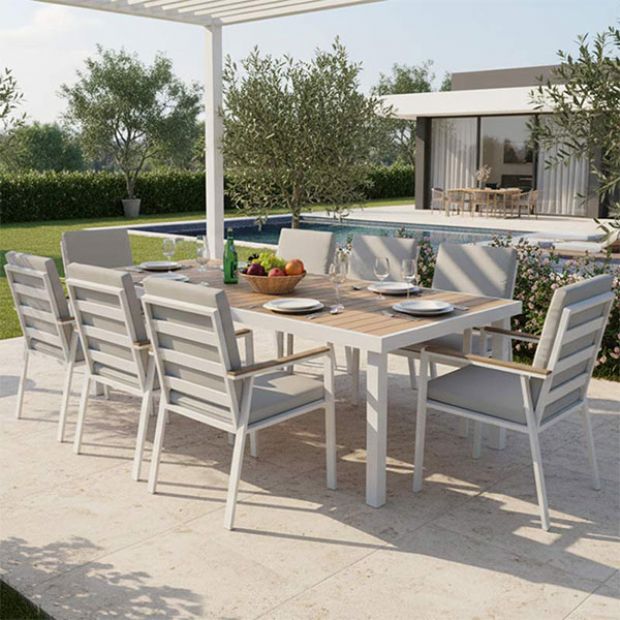 Outdoor Rectangular Patio Dining Table with Heat Transfer WPC Tabletop - 11D26G