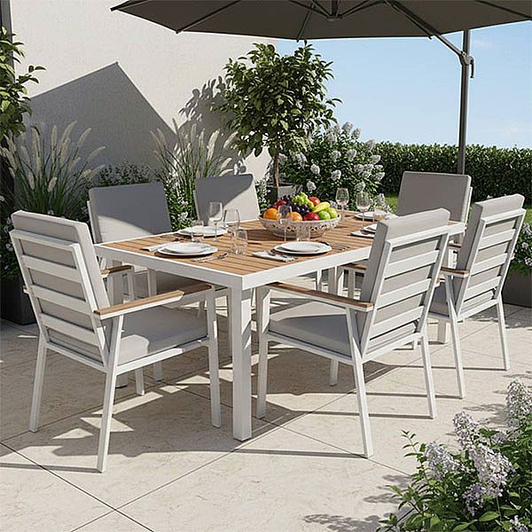 Outdoor Rectangular Patio Dining Table with Heat Transfer WPC Tabletop - 11D26G