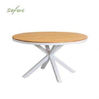 Outdoor Round Wood-plastic Composite Tabletop Dining Table...