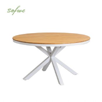 Outdoor Round Wood-plastic Composite Tabletop Dining Table...