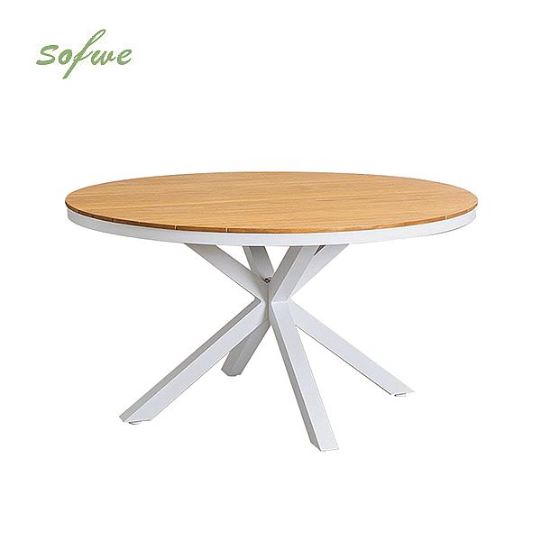 Outdoor Round Wood-plastic Composite Tabletop Dining Table Suitable for Patios and Garden - 11D26H