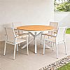 Outdoor Round Wood-plastic Composite Tabletop Dining Table Suitable for Patios and Garden - 11D26H
