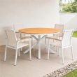 Outdoor Round Wood-plastic Composite Tabletop Dining Table Suitable for Patios and Garden - 11D26H