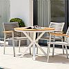 Outdoor Round Wood-plastic Composite Tabletop Dining Table Suitable for Patios and Garden - 11D26H