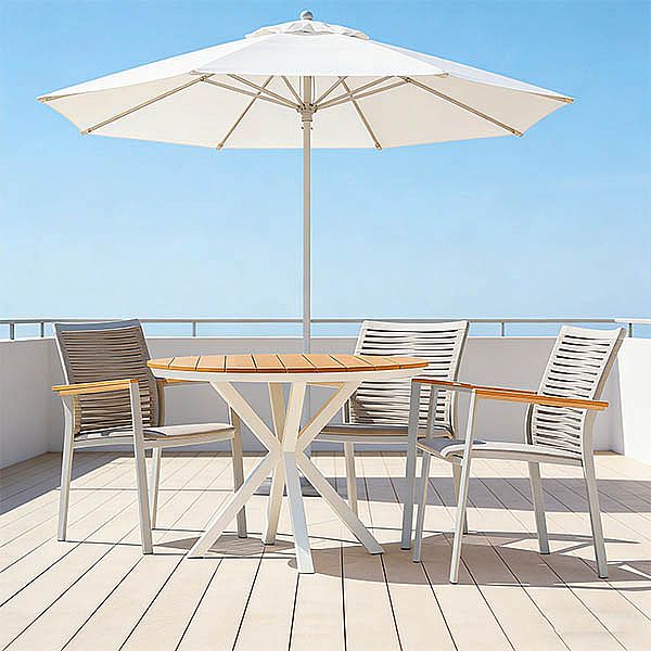 Outdoor Round Wood-plastic Composite Tabletop Dining Table Suitable for Patios and Garden - 11D26H