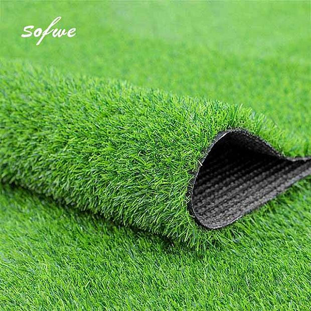 HF Patios Wholesale Outdoor Artificial Grass Turf Roll with PE PP Yarn, Rubber Backing and Drainage Holes - 80T02A